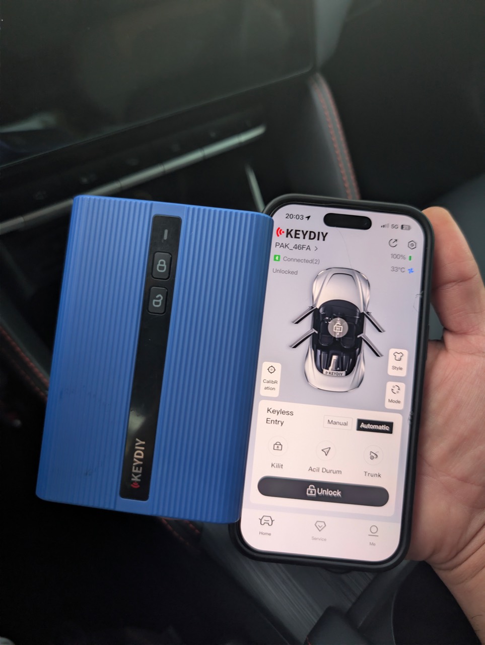 Smart Key en keyless entry inbouwen KEYDIY Smart Key en keyless entry app in gebruik